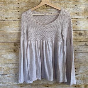 Knitted & Knotted Anthro Cream Long Sleeve Sweater